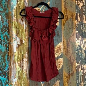 Anthropologie Burnt Orange Ruffled Racerback Tank